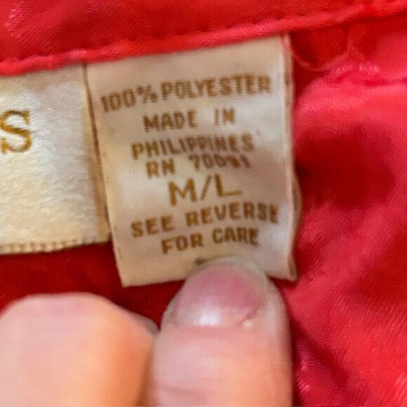 Vintage 90s Victoria’s Secret Red/Coral Satin Jacquard Shirt Dress M/L Rare Find - Picture 5 of 6